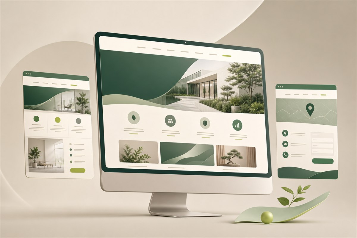 Visualisierung einer professionellen kleinen Firmenwebsite