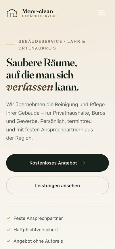 Dieselbe Startseite auf dem Smartphone.