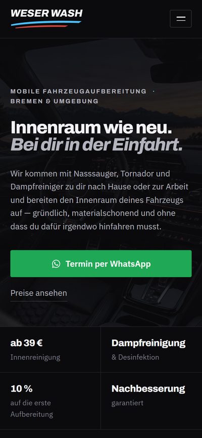Dieselbe Startseite auf dem Smartphone.